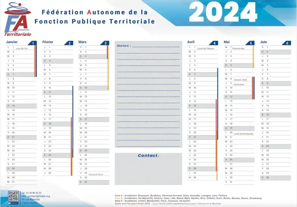Calendrier FAFPT 2024
